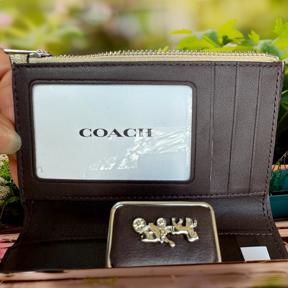 NWT COACH Medium Grace Signature Wallet, Raspberry/Khaki, Certified Authentic - Picture 7 of 15